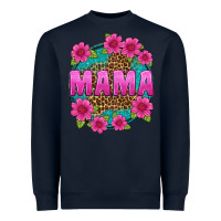 Navy mama leopard background Heavyweight Sweatshirt - texasbilliewilder