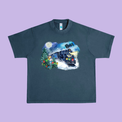 Polar Express Winter Urban Heavy Tee Designed By Fadigitalartstudio