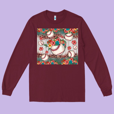 Baseball Leopard Long Sleeve Tee Designed By Jahusdesignshop