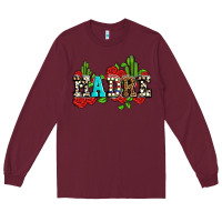 Burgundy madre with roses and cactus Long Sleeve Tee - AdoDesignShop