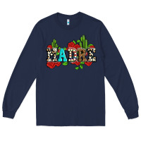 Navy madre with roses and cactus Long Sleeve Tee - AdoDesignShop