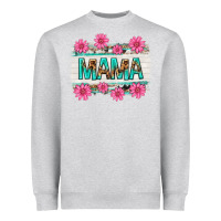 Heather Grey mama leopard with turquoise background Heavyweight Sweatshirt - texasbilliewilder