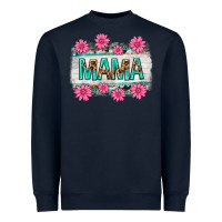 Navy mama leopard with turquoise background Heavyweight Sweatshirt - texasbilliewilder