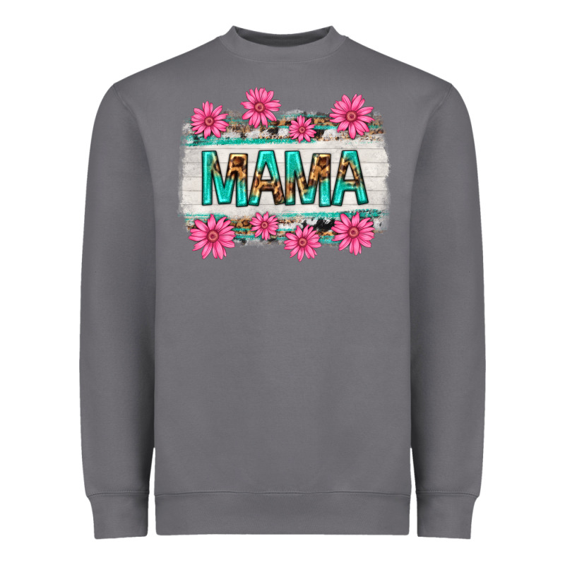 Mama Leopard With Turquoise Background Heavyweight Sweatshirt by texasbilliewilder | Teevron
