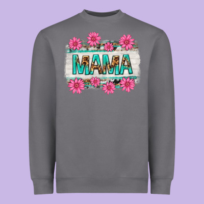 Mama Leopard With Turquoise Background Heavyweight Sweatshirt Designed By Texasbilliewilder