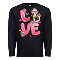 Black love cow valentine's day Premium Sweatshirt - MaliasSmallBusiness