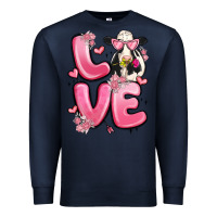 Navy love cow valentine's day Premium Sweatshirt - MaliasSmallBusiness