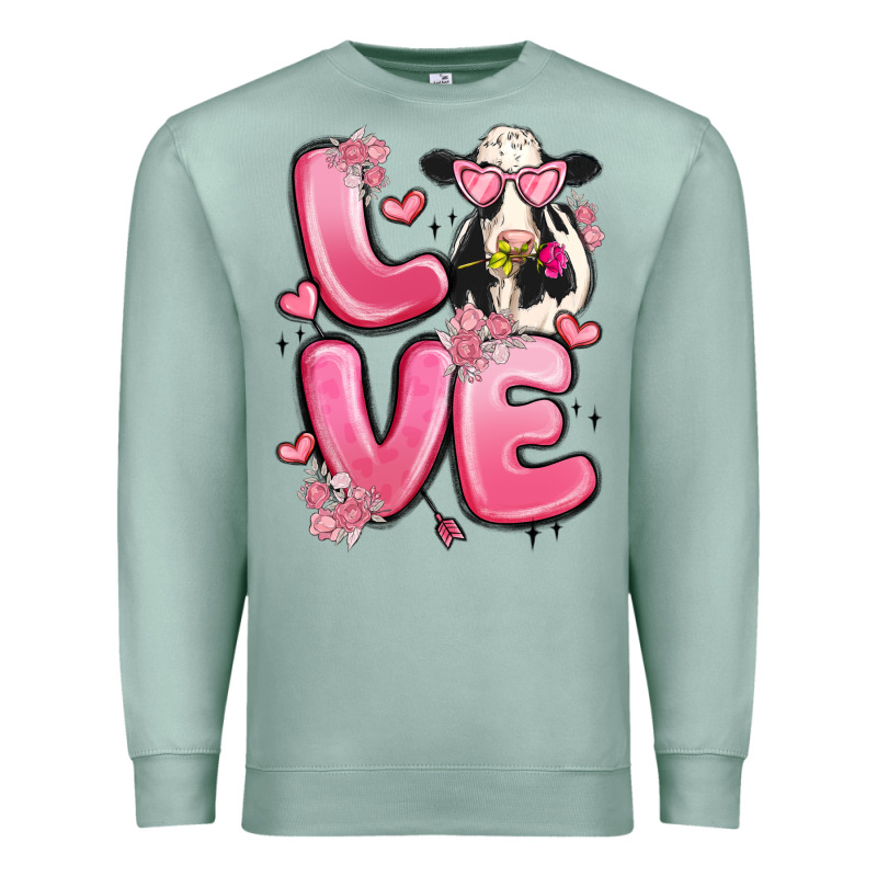 Love Cow Valentine's Day Premium Sweatshirt by MaliasSmallBusiness | Teevron