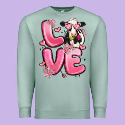 Love Cow Valentine's Day Premium Sweatshirt Designed By Maliassmallbusiness