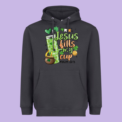 St. Patricks Day Jesus Fills My Cup Heavyweight Hoodie Designed By Maliassmallbusiness