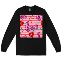 Black valentines day heart and love balloons seamless pattern Long Sleeve Tee - BundleAndBundleShop