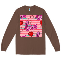 Chestnut valentines day heart and love balloons seamless pattern Long Sleeve Tee - BundleAndBundleShop