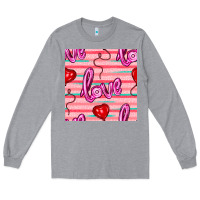 Heather Grey valentines day heart and love balloons seamless pattern Long Sleeve Tee - BundleAndBundleShop