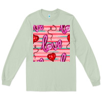 Matcha valentines day heart and love balloons seamless pattern Long Sleeve Tee - BundleAndBundleShop