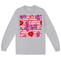 Moon Dust valentines day heart and love balloons seamless pattern Long Sleeve Tee - BundleAndBundleShop