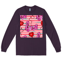 Plum valentines day heart and love balloons seamless pattern Long Sleeve Tee - BundleAndBundleShop