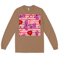 Toasted Coconut valentines day heart and love balloons seamless pattern Long Sleeve Tee - BundleAndBundleShop