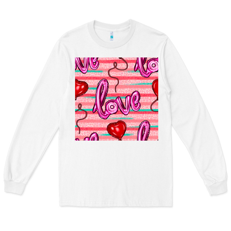Valentines Day Heart And Love Balloons Seamless Pattern Long Sleeve Tee by BundleAndBundleShop | Teevron