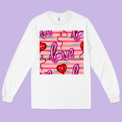 Valentines Day Heart And Love Balloons Seamless Pattern Long Sleeve Tee Designed By Bundleandbundleshop