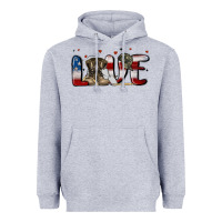 Heather Grey love army Heavyweight Hoodie - MaliasSmallBusiness