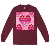 Burgundy valentines day hearts seamless pattern Long Sleeve Tee - BundleAndBundleShop