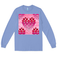 Colony Blue valentines day hearts seamless pattern Long Sleeve Tee - BundleAndBundleShop