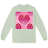 Matcha valentines day hearts seamless pattern Long Sleeve Tee - BundleAndBundleShop