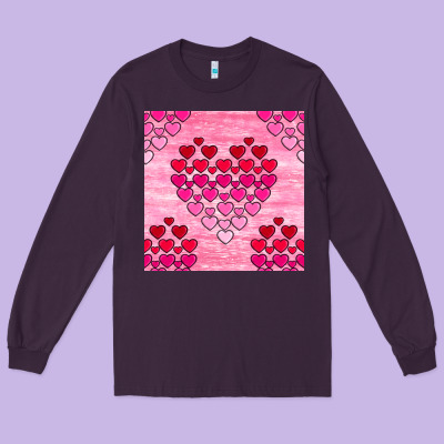 Valentines Day Hearts Seamless Pattern Long Sleeve Tee Designed By Bundleandbundleshop