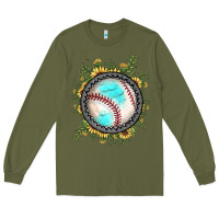 Army Green baseball gemstone sunflower Long Sleeve Tee - JahusDesignShop