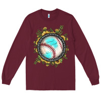 Burgundy baseball gemstone sunflower Long Sleeve Tee - JahusDesignShop