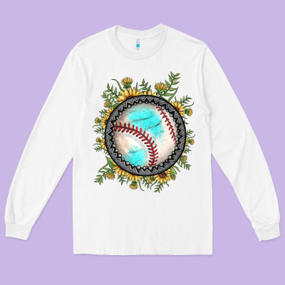Baseball Gemstone Sunflower Long Sleeve Tee Designed By Jahusdesignshop