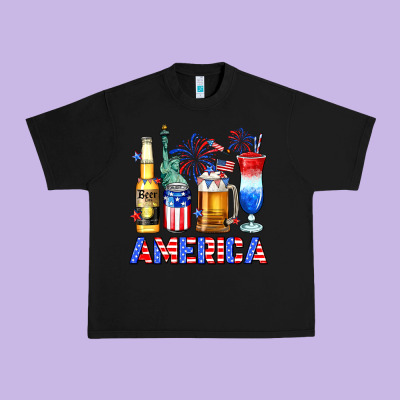 4th Of July American Drinks America Urban Heavy Tee Designed By Neo Western