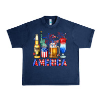 Navy 4th of July American drinks America Urban Heavy Tee - Neo Western