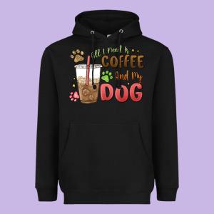 All I Need Is Coffee And My Dog Heavyweight Hoodie Designed By Maliassmallbusiness
