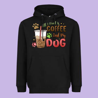 All I Need Is Coffee And My Dog Heavyweight Hoodie Designed By Maliassmallbusiness