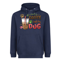 Navy all i need is coffee and my dog Heavyweight Hoodie - MaliasSmallBusiness