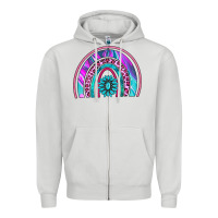Dove Grey rainbow and gemstone Zipper Hoodie - AdoDesignShop