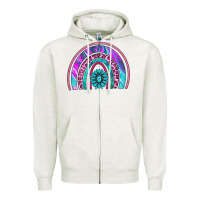 Oatmeal Heather rainbow and gemstone Zipper Hoodie - AdoDesignShop
