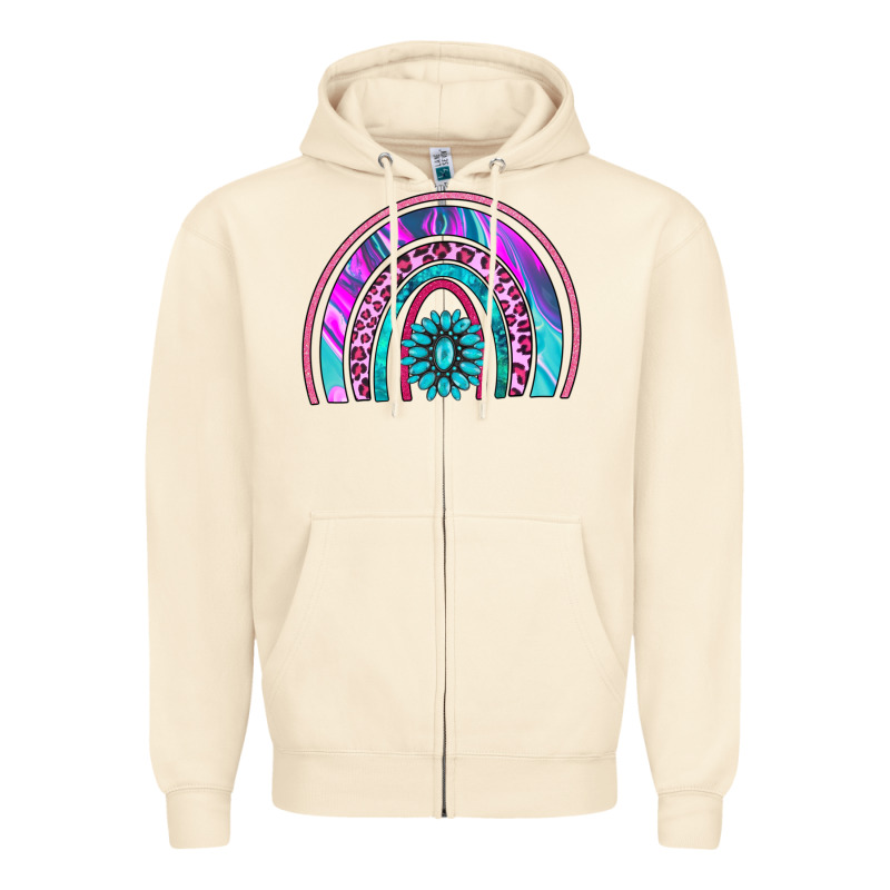 Rainbow And Gemstone Zipper Hoodie by AdoDesignShop | Teevron