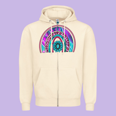 Rainbow And Gemstone Zipper Hoodie Designed By Adodesignshop