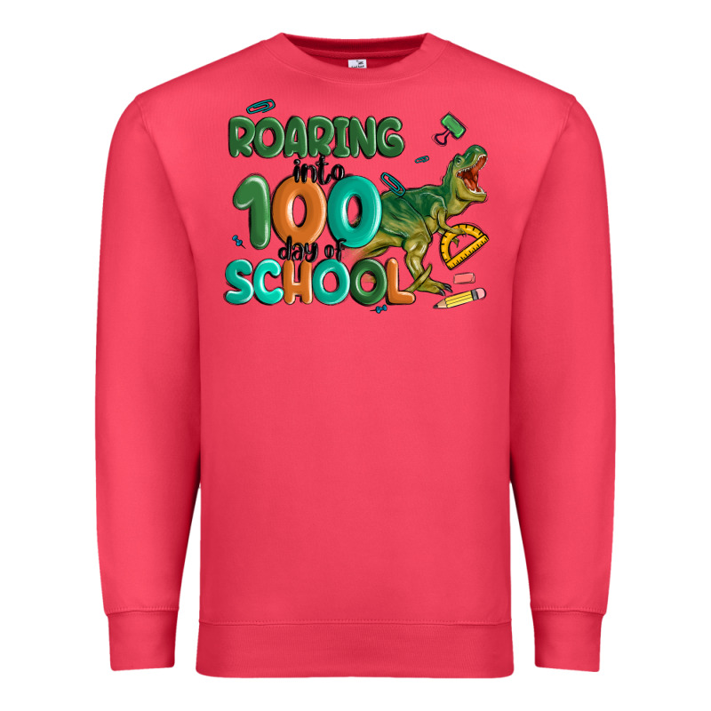 Roaring Into 100 Day Of School Premium Sweatshirt by MaliasSmallBusiness | Teevron