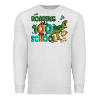 Oatmeal Heather roaring into 100 day of school Premium Sweatshirt - MaliasSmallBusiness