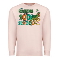 Pale Pink roaring into 100 day of school Premium Sweatshirt - MaliasSmallBusiness
