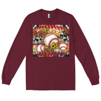 Burgundy baseball leopard cowhide sunflower Long Sleeve Tee - JahusDesignShop