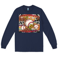 Navy baseball leopard cowhide sunflower Long Sleeve Tee - JahusDesignShop