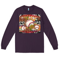 Plum baseball leopard cowhide sunflower Long Sleeve Tee - JahusDesignShop