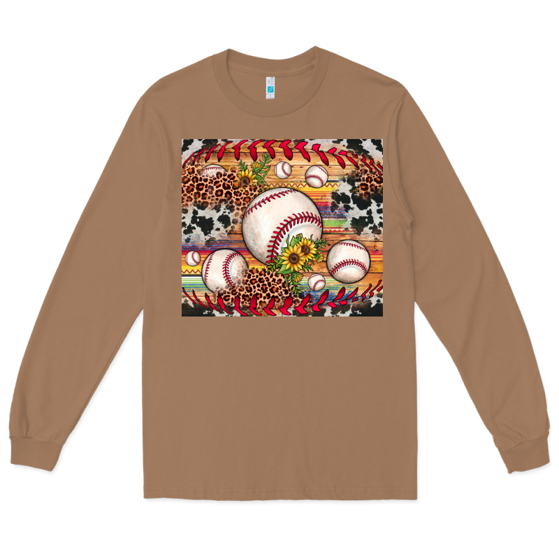 Baseball Leopard Cowhide Sunflower Long Sleeve Tee by JahusDesignShop | Teevron