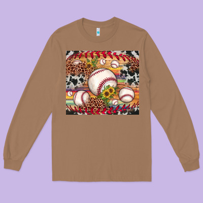 Baseball Leopard Cowhide Sunflower Long Sleeve Tee Designed By Jahusdesignshop
