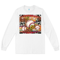White baseball leopard cowhide sunflower Long Sleeve Tee - JahusDesignShop