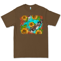 Cacao western sunflowers turquoise cowhide  tooled leather Premium Tee - BarkalooDesign